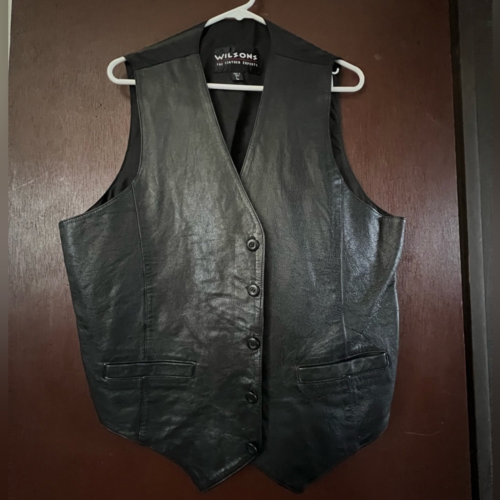 Wilson's Black Leather Vest L EUC Vintagege